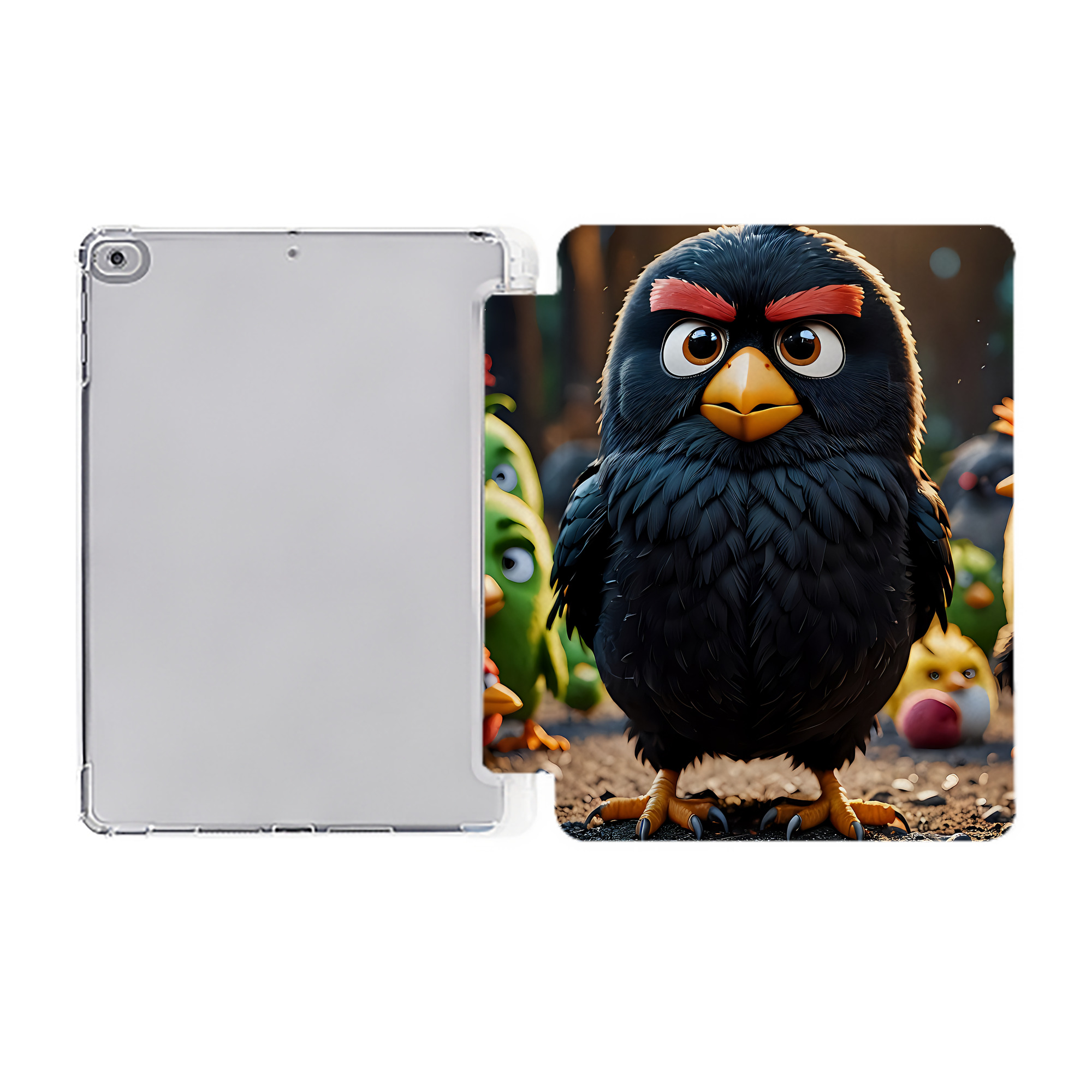 （画像用） Angry Birds アングリーバード IPad ケース ペン収納付き 三つ折りスタンド PUレザー×シリコン 対応機種9.5/10.5/10.9インチ